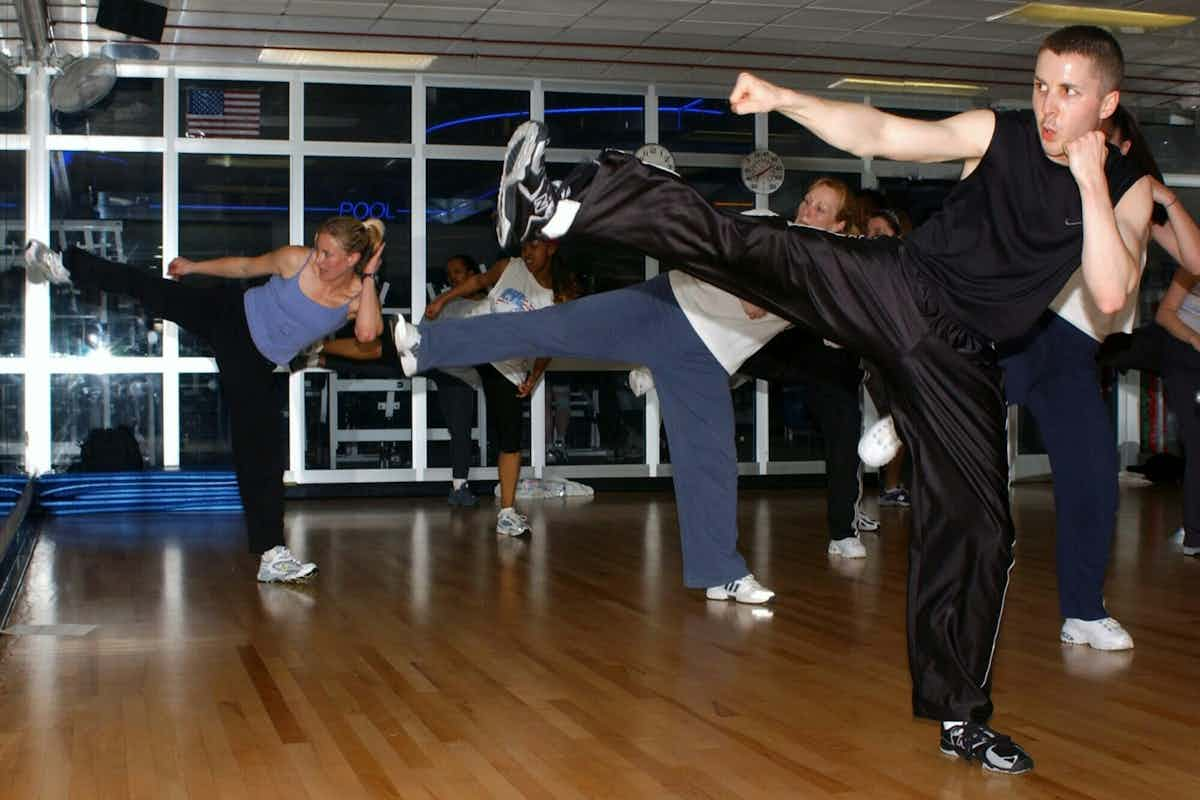 kickboxing at a gym